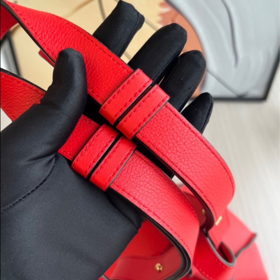 LOEWE 小牛皮吊床包 紅色小號-5