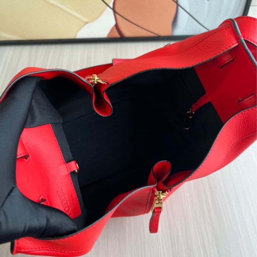 LOEWE 小牛皮吊床包 紅色小號-7