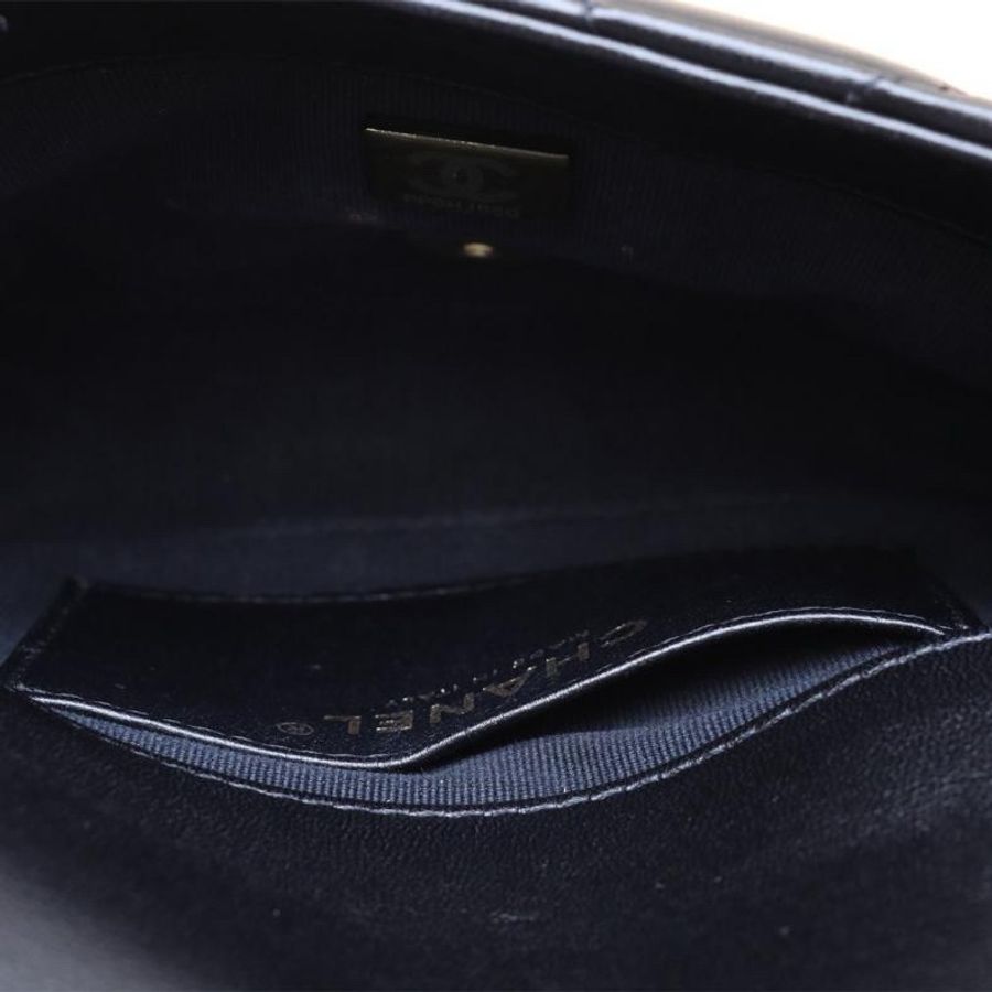 CHANEL(香奈兒) 22P 粗鏈條單肩包 MINI 17 黑色  晶片開 金扣-4