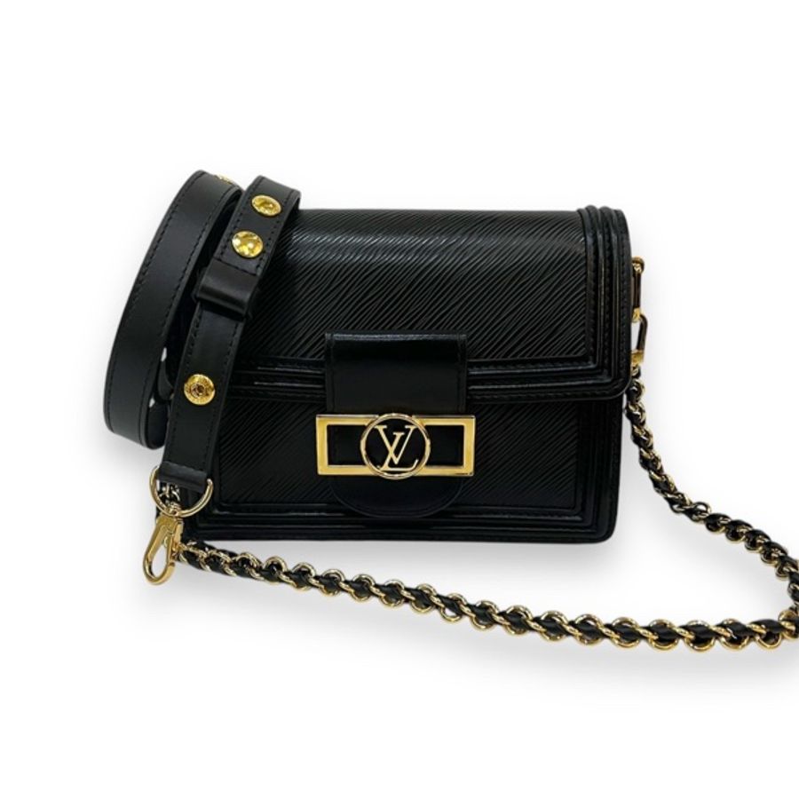 LV 黑EPI MINI Dauphine 金釦肩斜背包-5