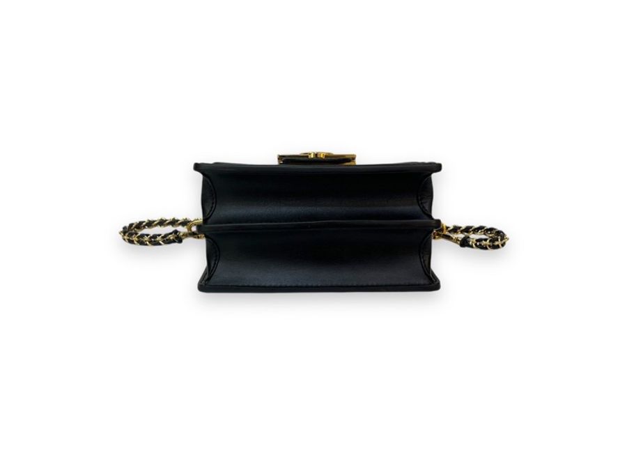 LV 黑EPI MINI Dauphine 金釦肩斜背包-9
