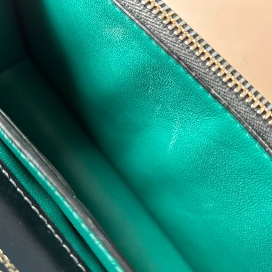 ::BVLGARI::寶格麗 Serpenti Forever 黑色內裡綠色蛇頭包 WOC-18