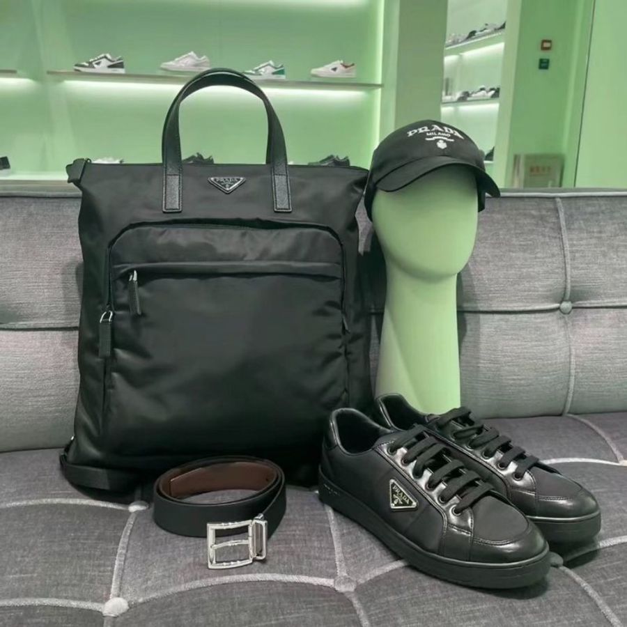 Prada 2VG098 尼龍皮革雙肩手提多功能包 黑色《當季專櫃正售★全新商品 》-6