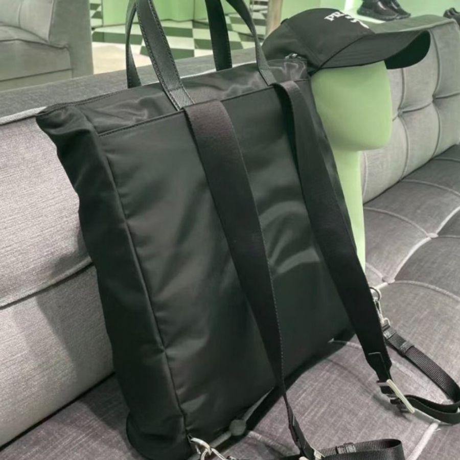 Prada 2VG098 尼龍皮革雙肩手提多功能包 黑色《當季專櫃正售★全新商品 》-7