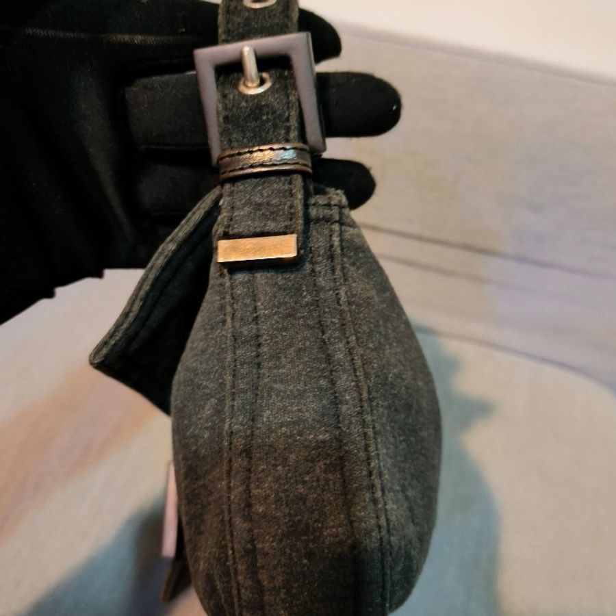 🔥10/9-10/30週年慶🔥【最後倒數】㊣✨ FENDI✨芬迪 灰黑色 牛仔 帆布 掀蓋式 釘釦 法棍包 腋下包 肩背包/二手包/二手精品/保證正品🌳二手樹屋🌳-3