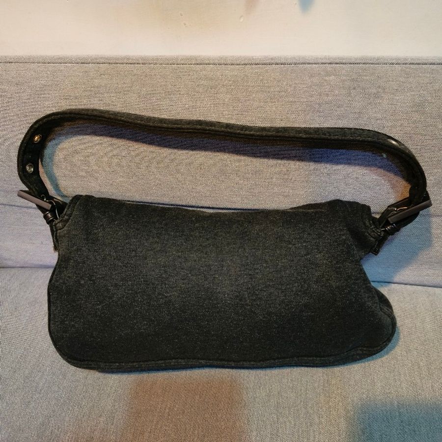 🔥10/9-10/30週年慶🔥【最後倒數】㊣✨ FENDI✨芬迪 灰黑色 牛仔 帆布 掀蓋式 釘釦 法棍包 腋下包 肩背包/二手包/二手精品/保證正品🌳二手樹屋🌳-4