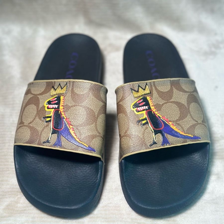 全新 COACH 藝術家BASQUIAT聯名塗鴉拖鞋 8號-5