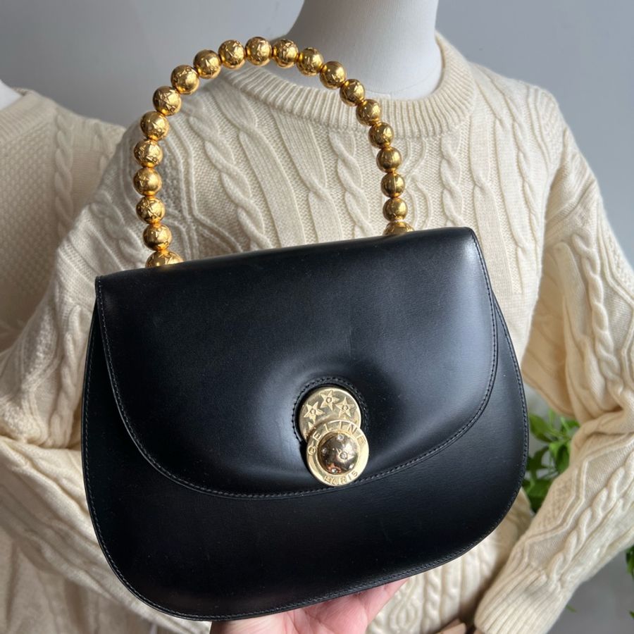 CELINE 中古 旋轉 星球 Kelly 水鑽 稀有 Vintage 手提包-0