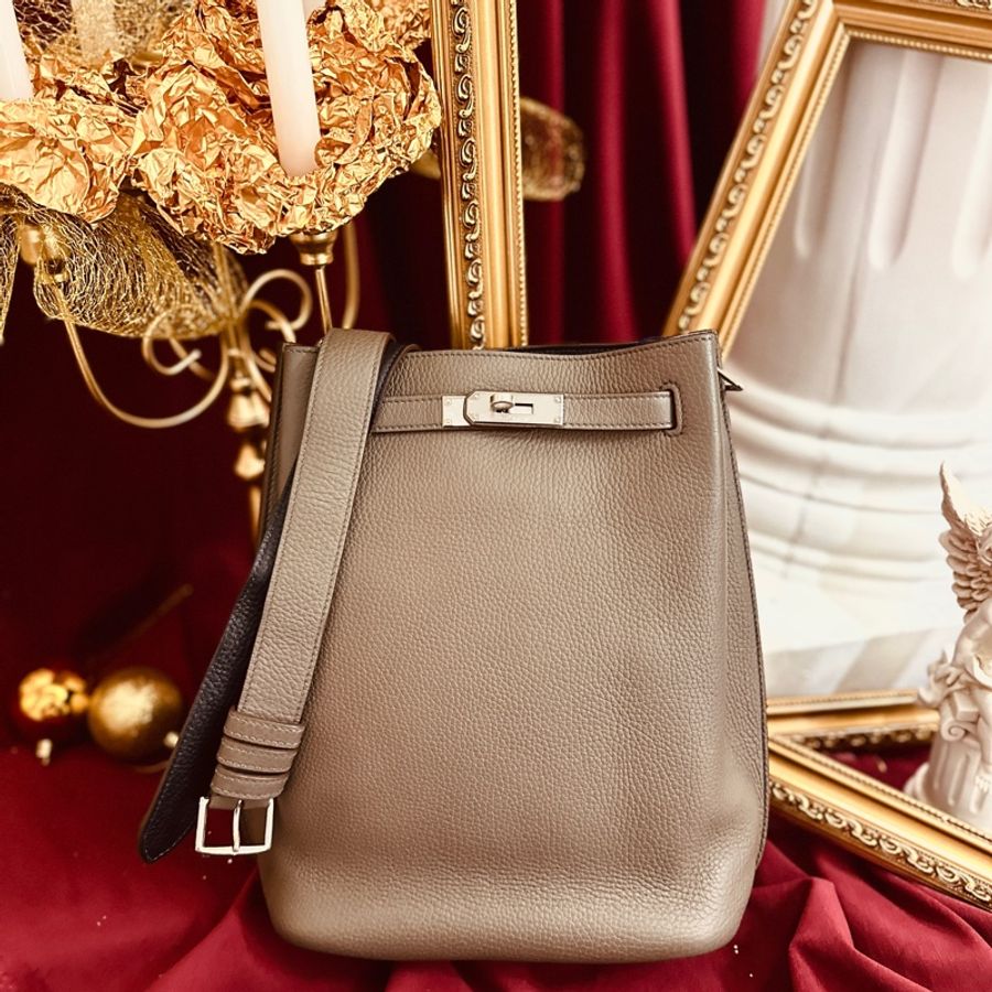 HERMES(愛馬仕) So Kelly 22 8F錫器灰 TC皮 框P 銀扣 18大象灰-0