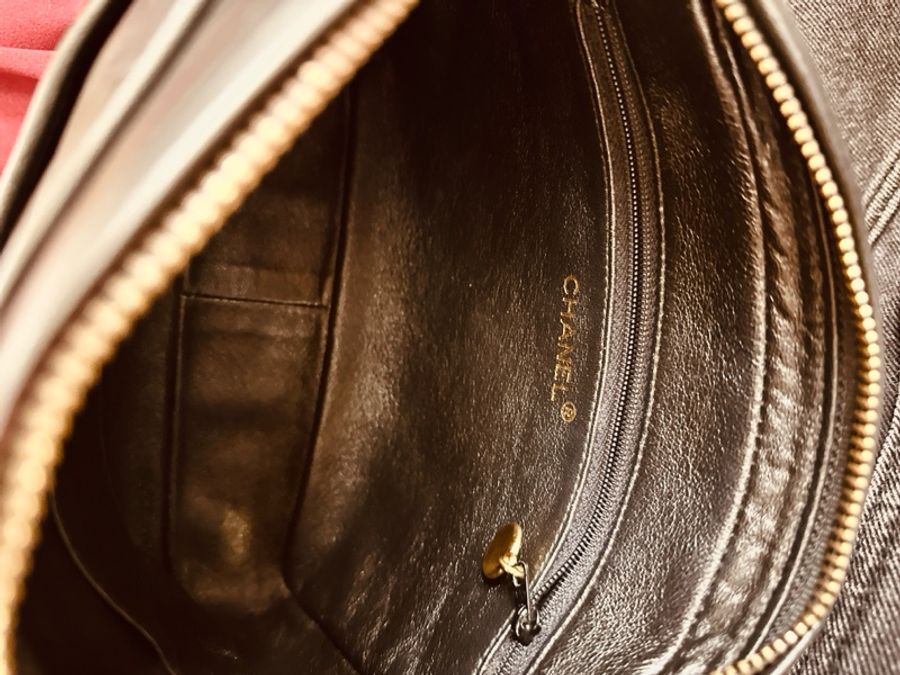 CHANEL(香奈兒) 中古 黑金羊流蘇相機包 黑色 2開-3