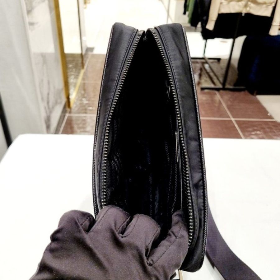 🌸2025春夏新品🌸Prada 2VH048 跳傘布及皮革鑲邊單肩包-4