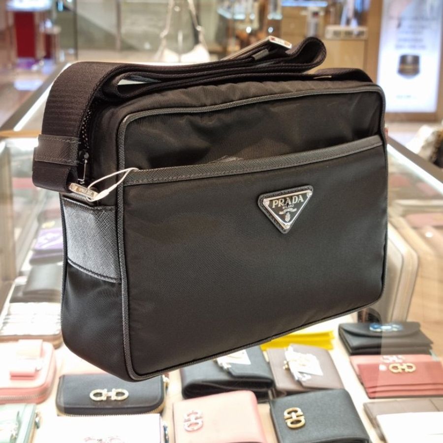 🌸2025春夏新品🌸Prada 2VH048 跳傘布及皮革鑲邊單肩包-12