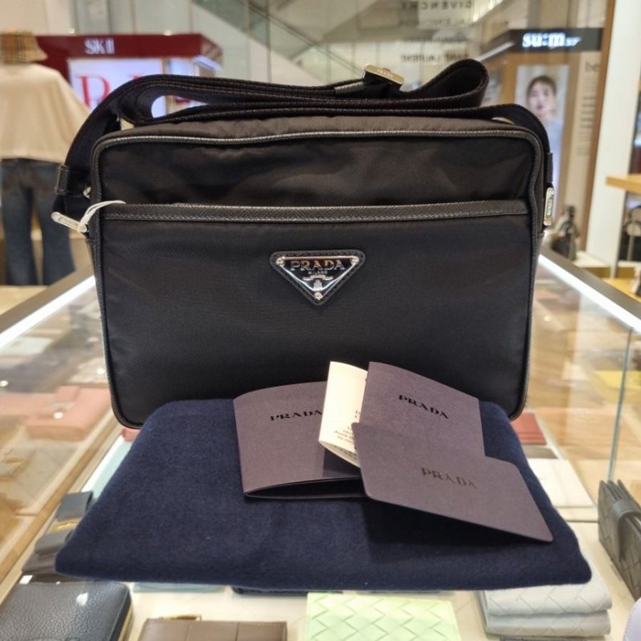 🌸2025春夏新品🌸Prada 2VH048 跳傘布及皮革鑲邊單肩包-14