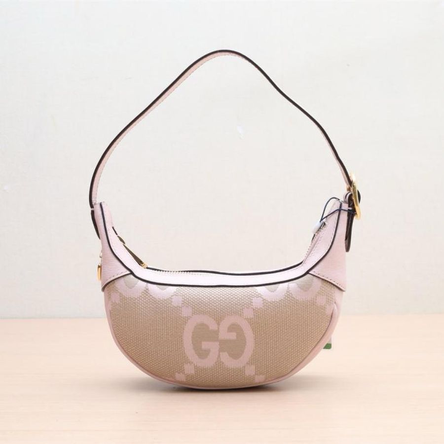 GUCCI(古馳) Ophidia 豌豆包 腋下包 Mini 20 雙G印花 粉色 帆布 金扣-0