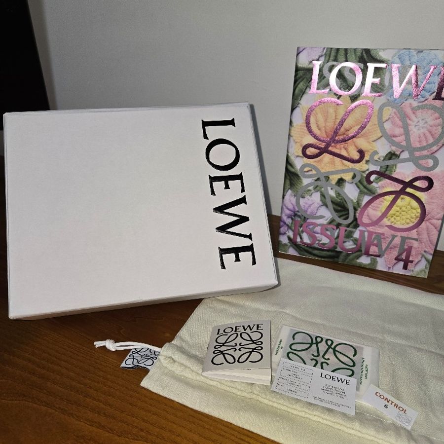 (年前一口價) 全新 LOEWE puzzie Fold燙印金字小牛皮手提/斜背托特包(小/深藍)-21