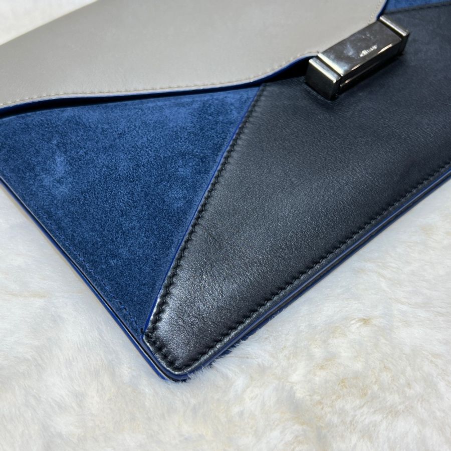Celine diamond gray x black navy clutch X810-2