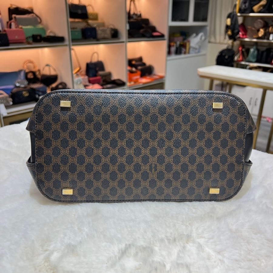 Celine vintage 賽琳黑花貝殼包 X390-4