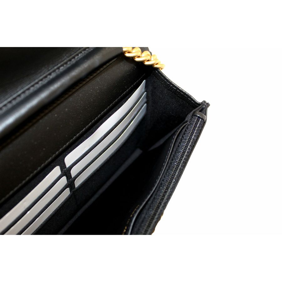 Chanel Black Caviar Quilted Leather Boy Wallet On Chain WOC-23