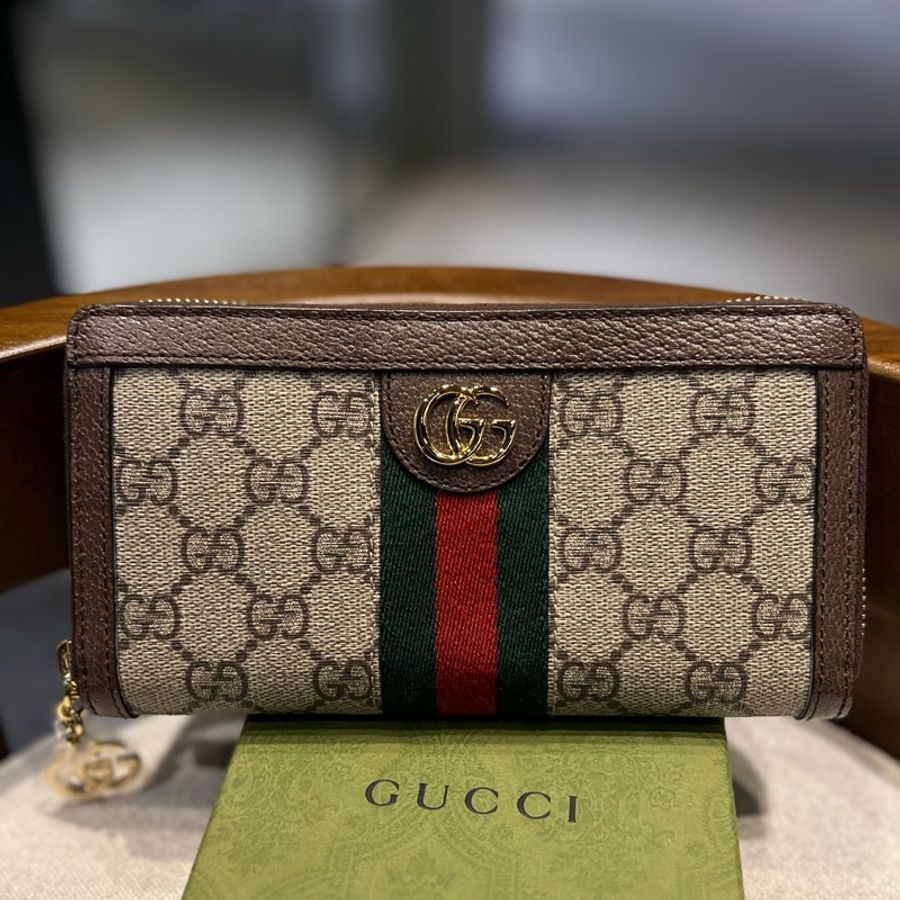► 全新 GUCCI Ophidia 經典GG logo 拉鍊長夾-0
