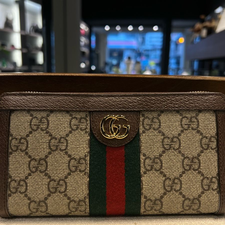 ► 全新 GUCCI Ophidia 經典GG logo 拉鍊長夾-1