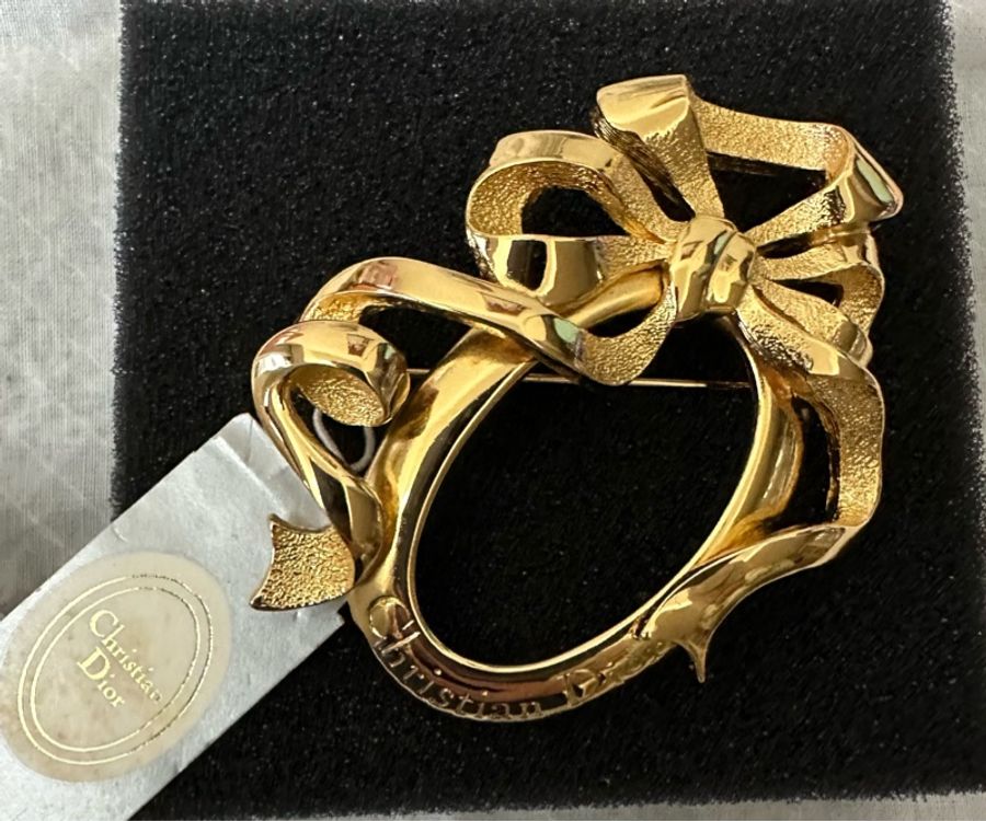 稀有中古Christian Dior蝴蝶絲帶胸針-0