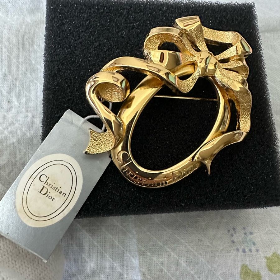 稀有中古Christian Dior蝴蝶絲帶胸針-4