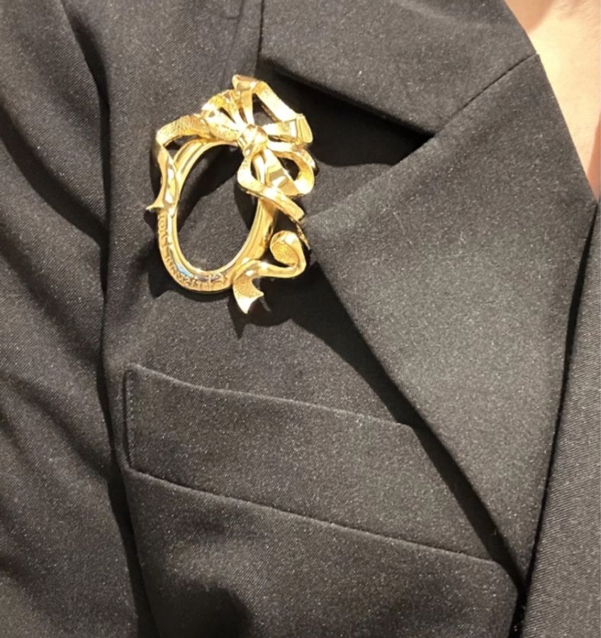 稀有中古Christian Dior蝴蝶絲帶胸針-5