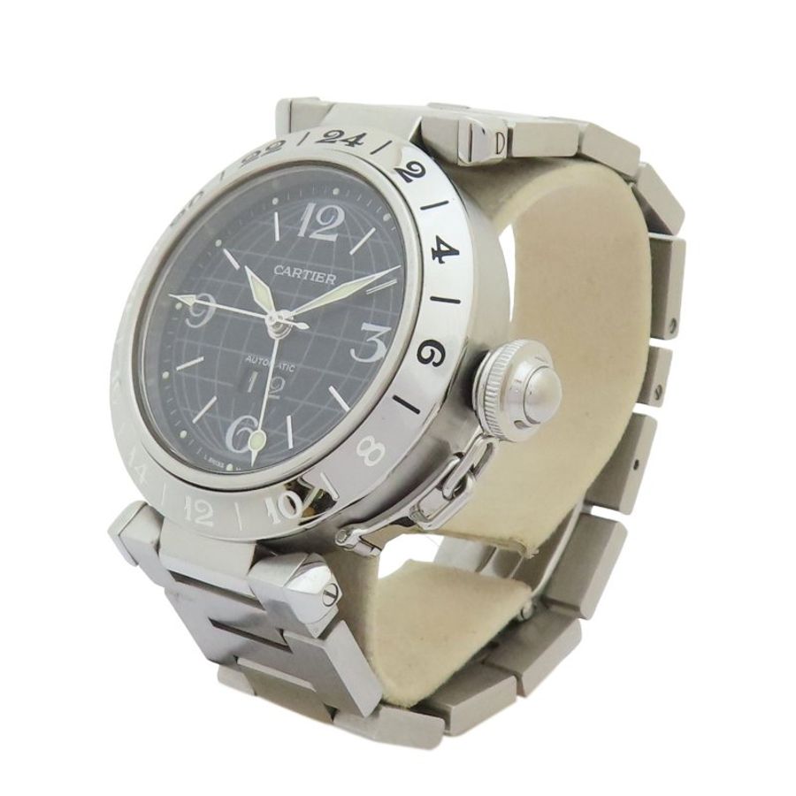 Cartier 卡地亞 Pasha C 黑色錶盤 精鋼 自動上鍊 腕錶 W31049M7-3