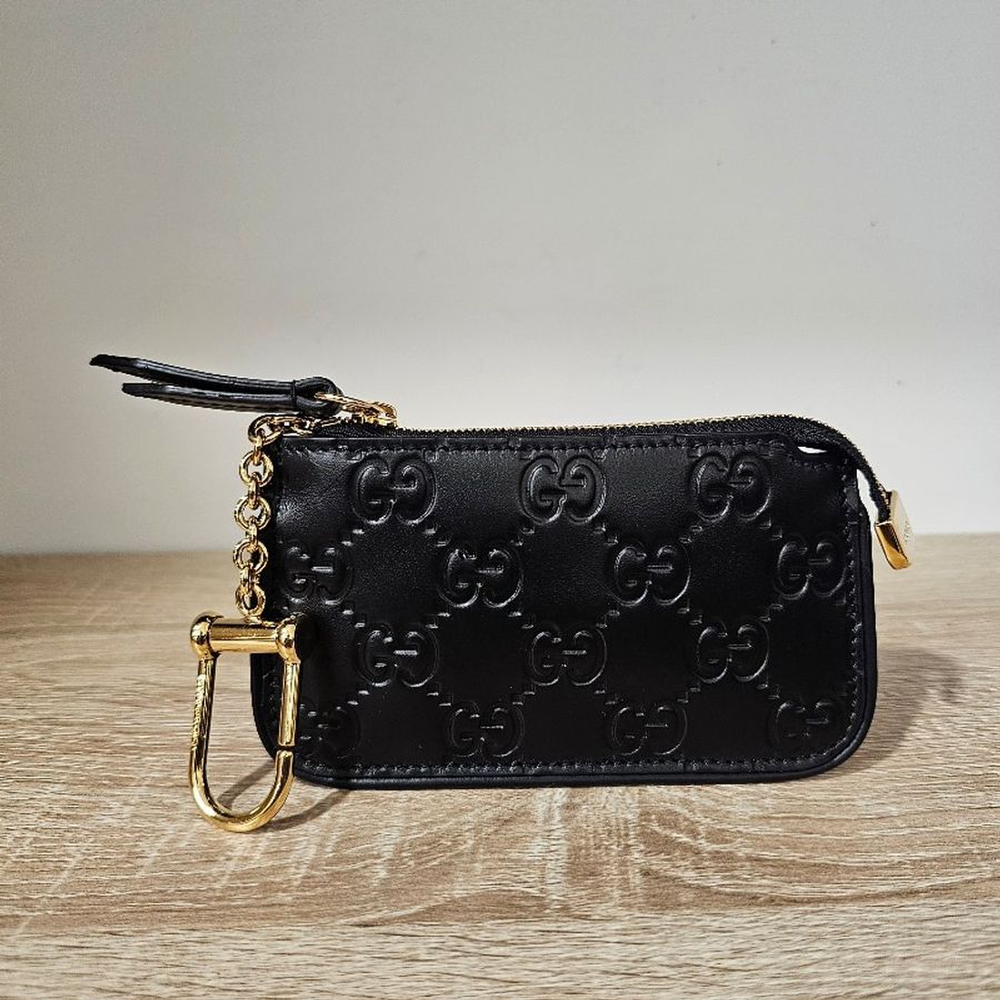 Gucci 黑壓紋零錢鑰匙包-1