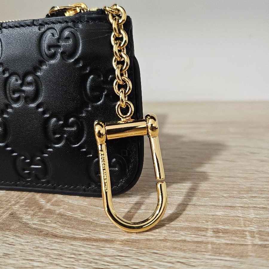 Gucci 黑壓紋零錢鑰匙包-17