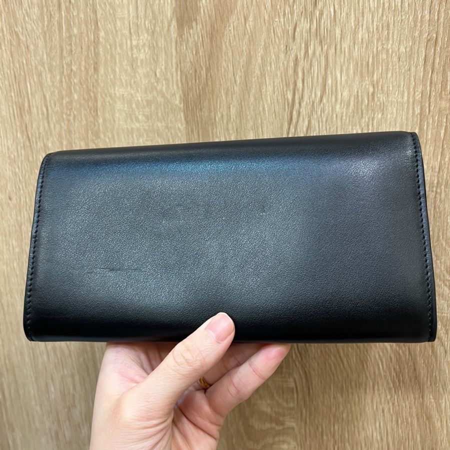 Chloe 黑牛皮內裡香檳色長夾-3