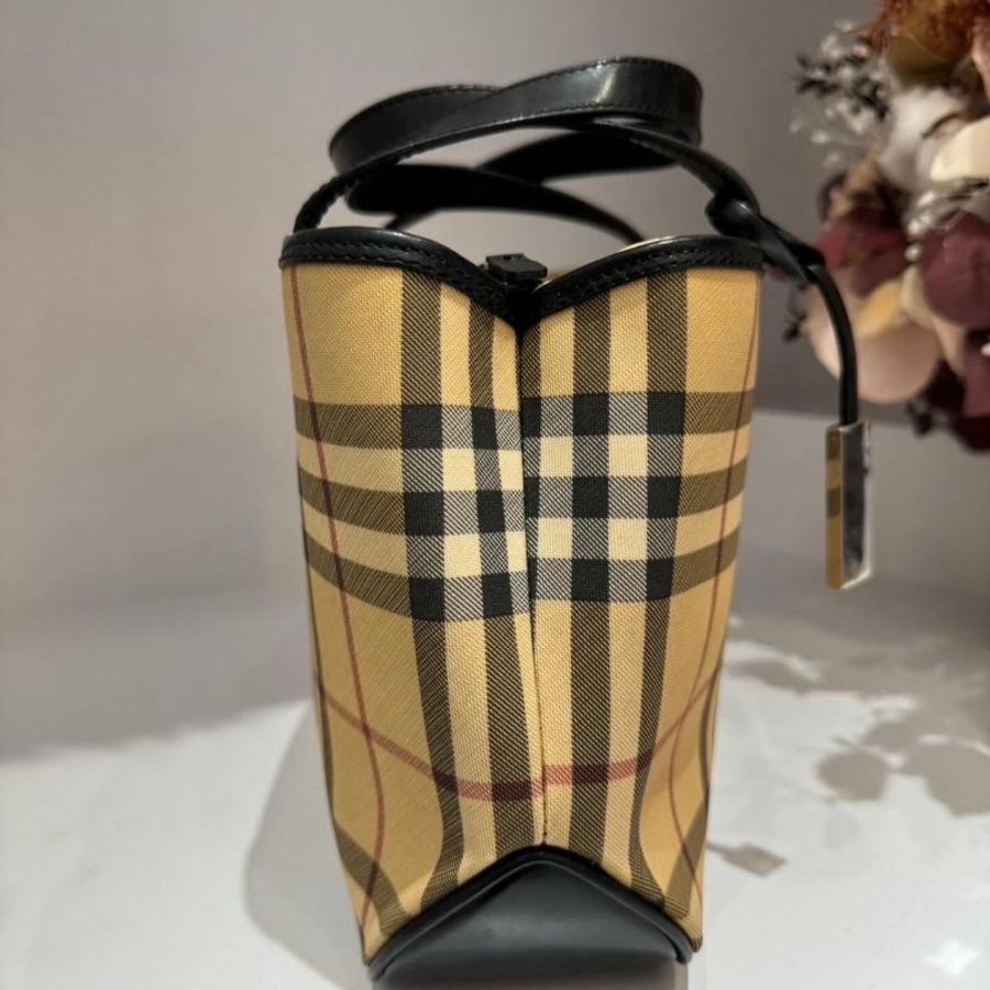 BURBERRY Pre-Owned經典格紋logo標牌手提包-2