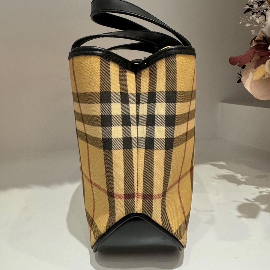 BURBERRY Pre-Owned經典格紋logo標牌手提包-3