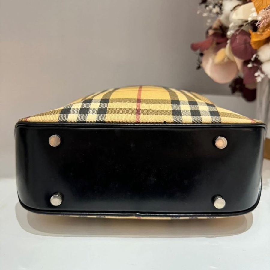 BURBERRY Pre-Owned經典格紋logo標牌手提包-5