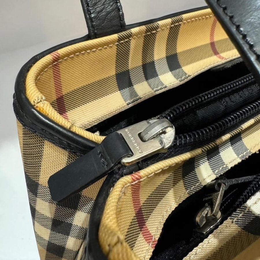 BURBERRY Pre-Owned經典格紋logo標牌手提包-9