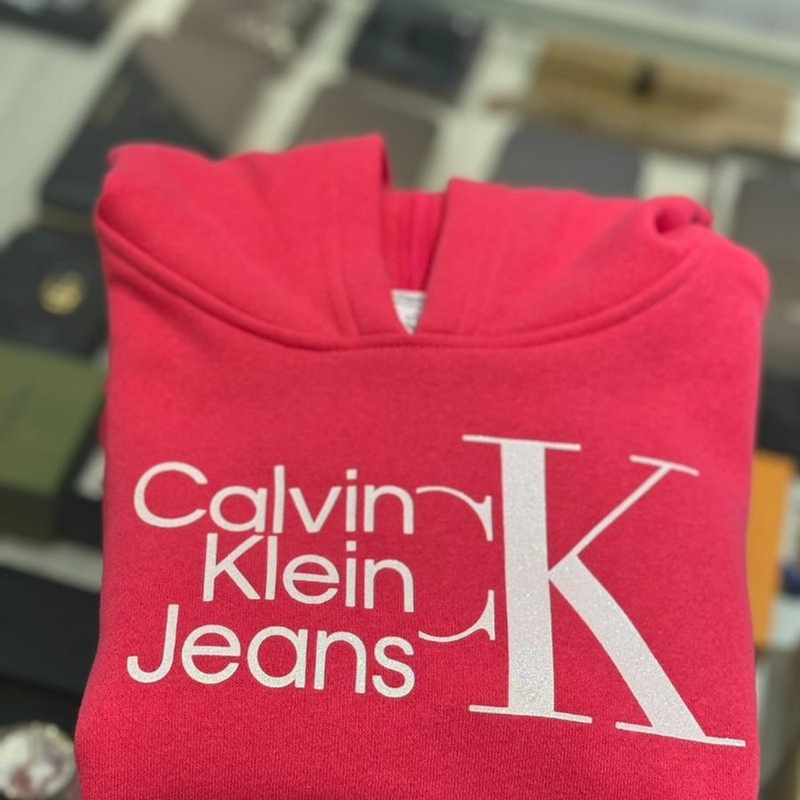 Calvin Klein 粉紅色連帽衫洋裝S-0