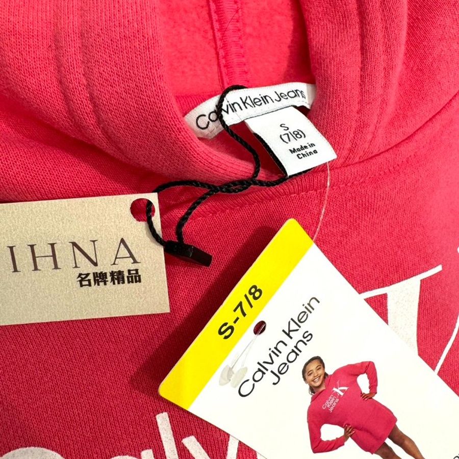 Calvin Klein 粉紅色連帽衫洋裝S-3