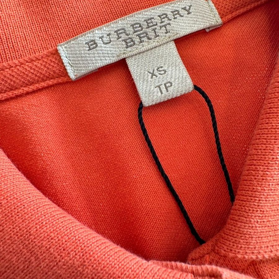 BURBERRY 橘色戰馬刺繡LOGO釦式POLO衫XS-2