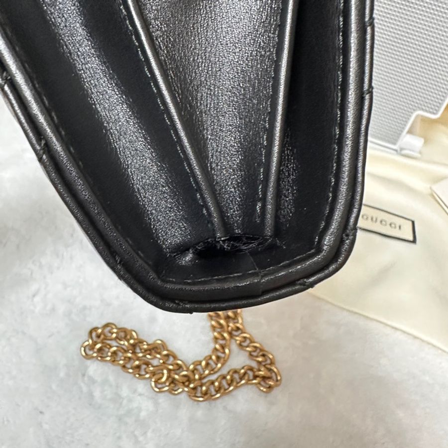 🍁GUCCI黑金牛皮Marmon風琴WOC 474575，-15