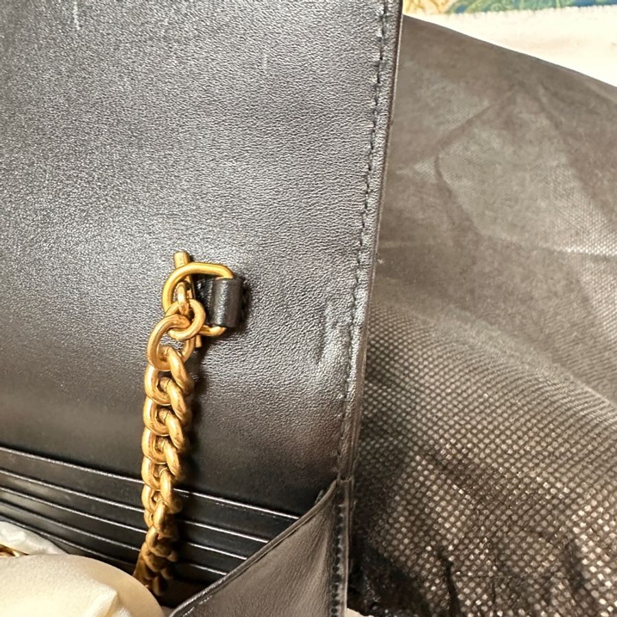 🍁GUCCI黑金牛皮Marmon風琴WOC 474575，-17