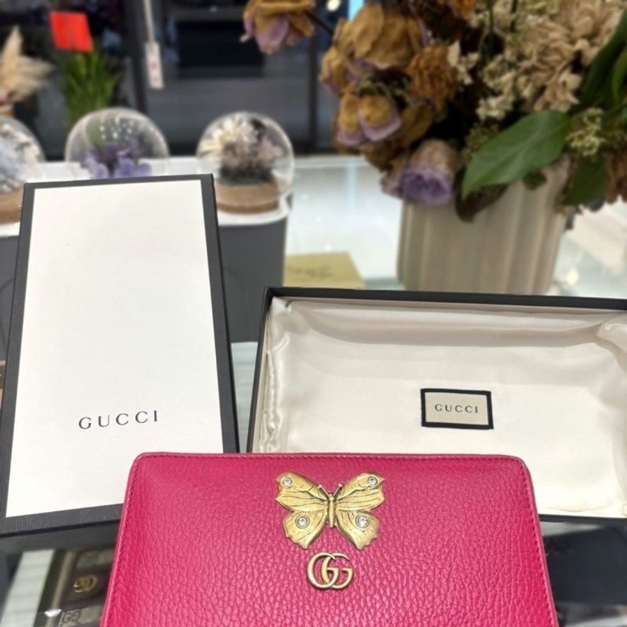 Gucci 499363 zip wallet 蝴蝶拉鍊長夾-0