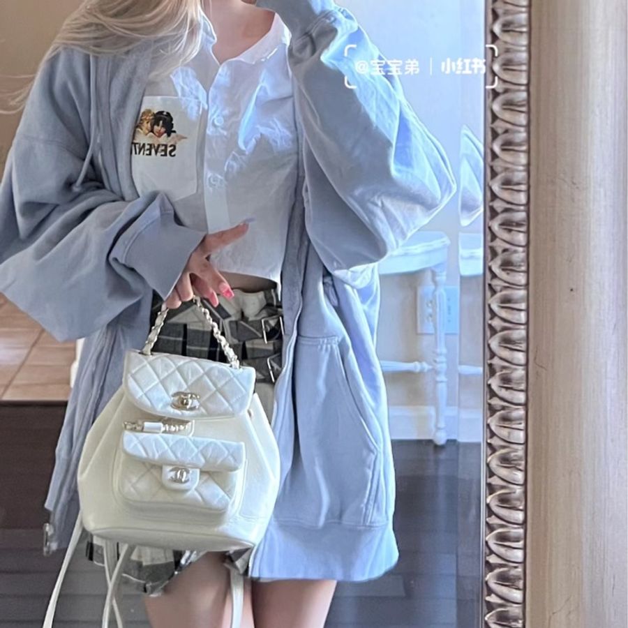 ෆ Chanel duma小號 奶白色 後背包🍼-6