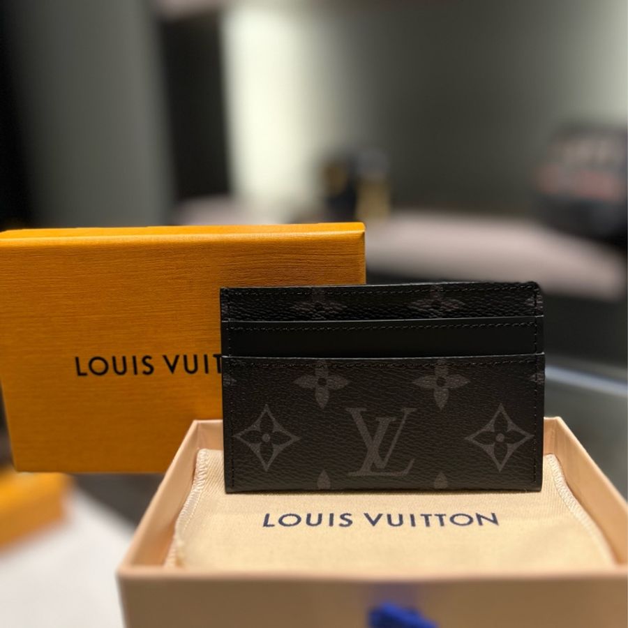 ►  全新 Louis Vuitton 黑灰 LV經典老花卡夾-0