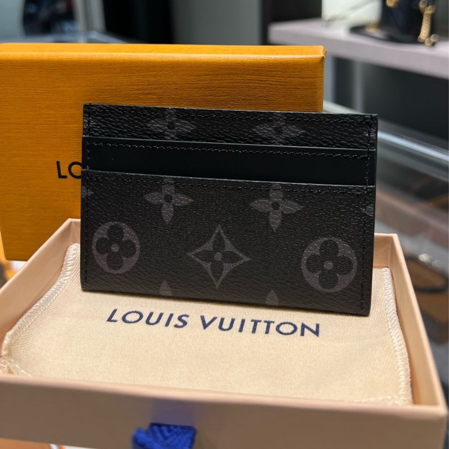 ►  全新 Louis Vuitton 黑灰 LV經典老花卡夾-2