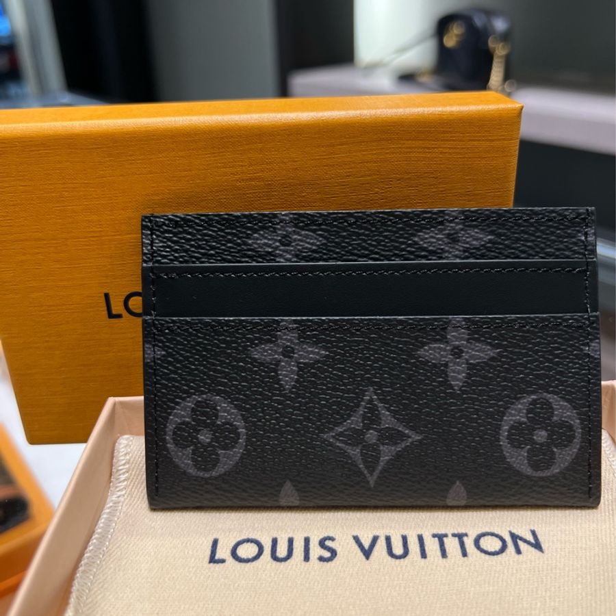 ►  全新 Louis Vuitton 黑灰 LV經典老花卡夾-3