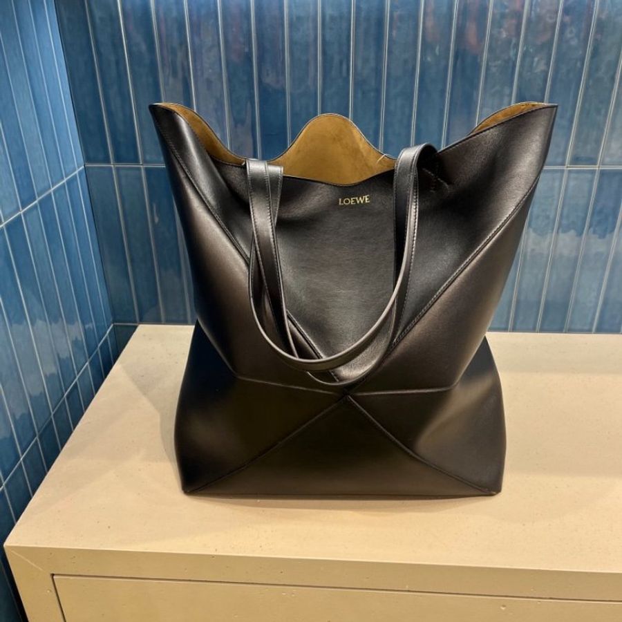 ✨快閃特價✨Loewe 亮面小羊皮 Puzzle XL 折疊托特包 黑色-6