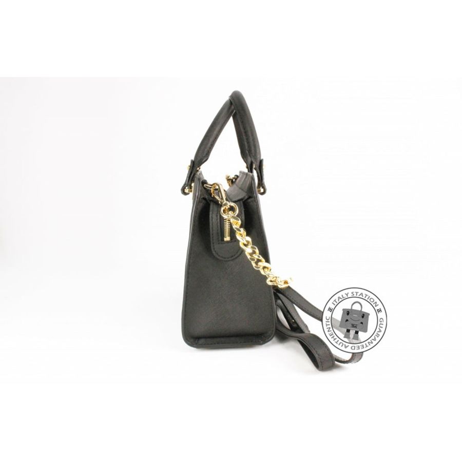 Michael Kors 30H5GQNS1L Quinn Small Saffiano Leather Satchel Black / 001 Calfskin Shoulder Bags Ghw-2
