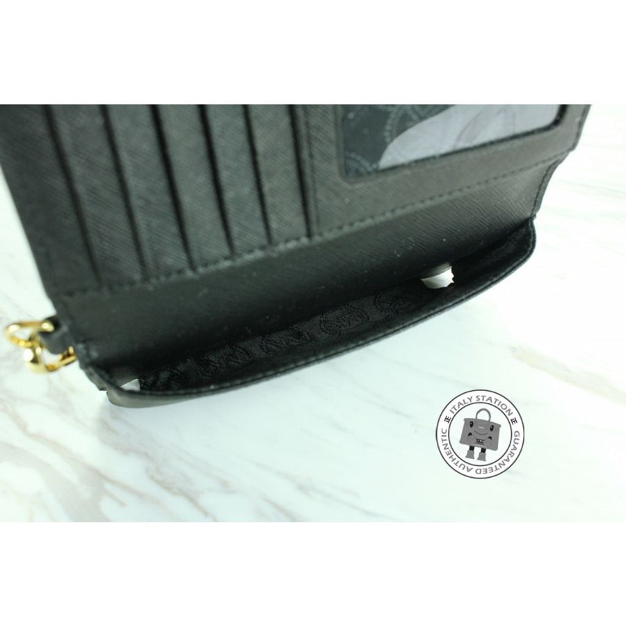 Michael Kors 32F4GJTZ1T JS Trvl Cntr Stripe Blk+apple Calfskin Long Wallet Ghw-4