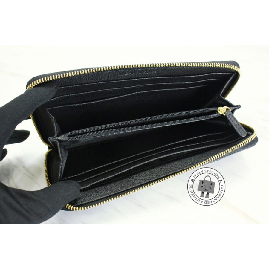 Michael Kors 32T4GJTZ3E JS Trvl Cntr Stripe Snake+blk Calfskin Long Wallet Ghw-3