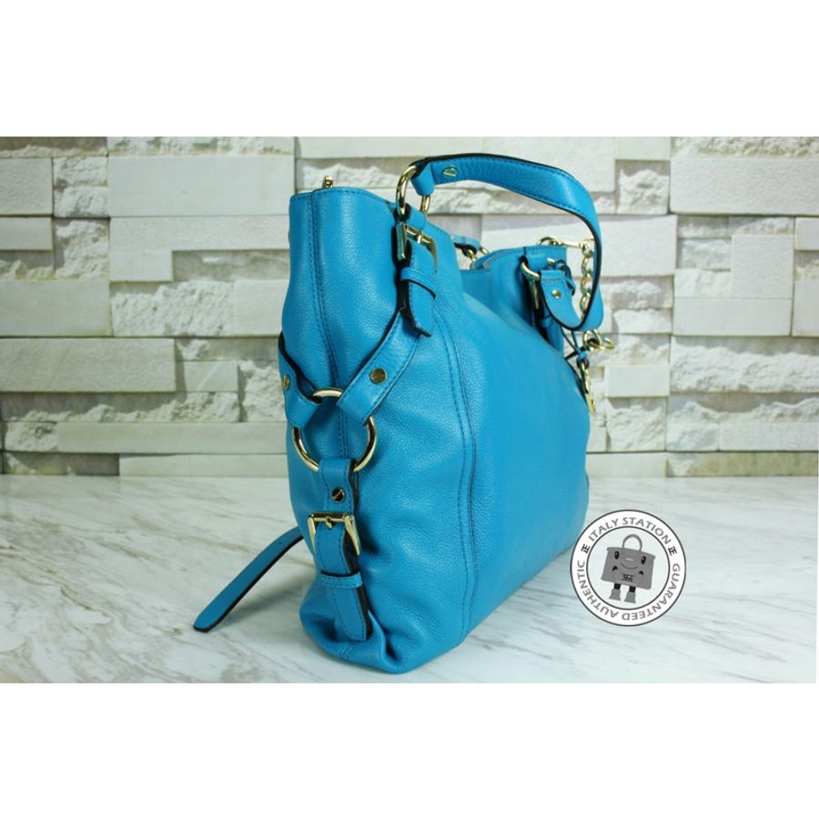 Michael Kors 35F3GTRE3L Tristan Summer Blue Calfskin Large Tote Bag Ghw-1